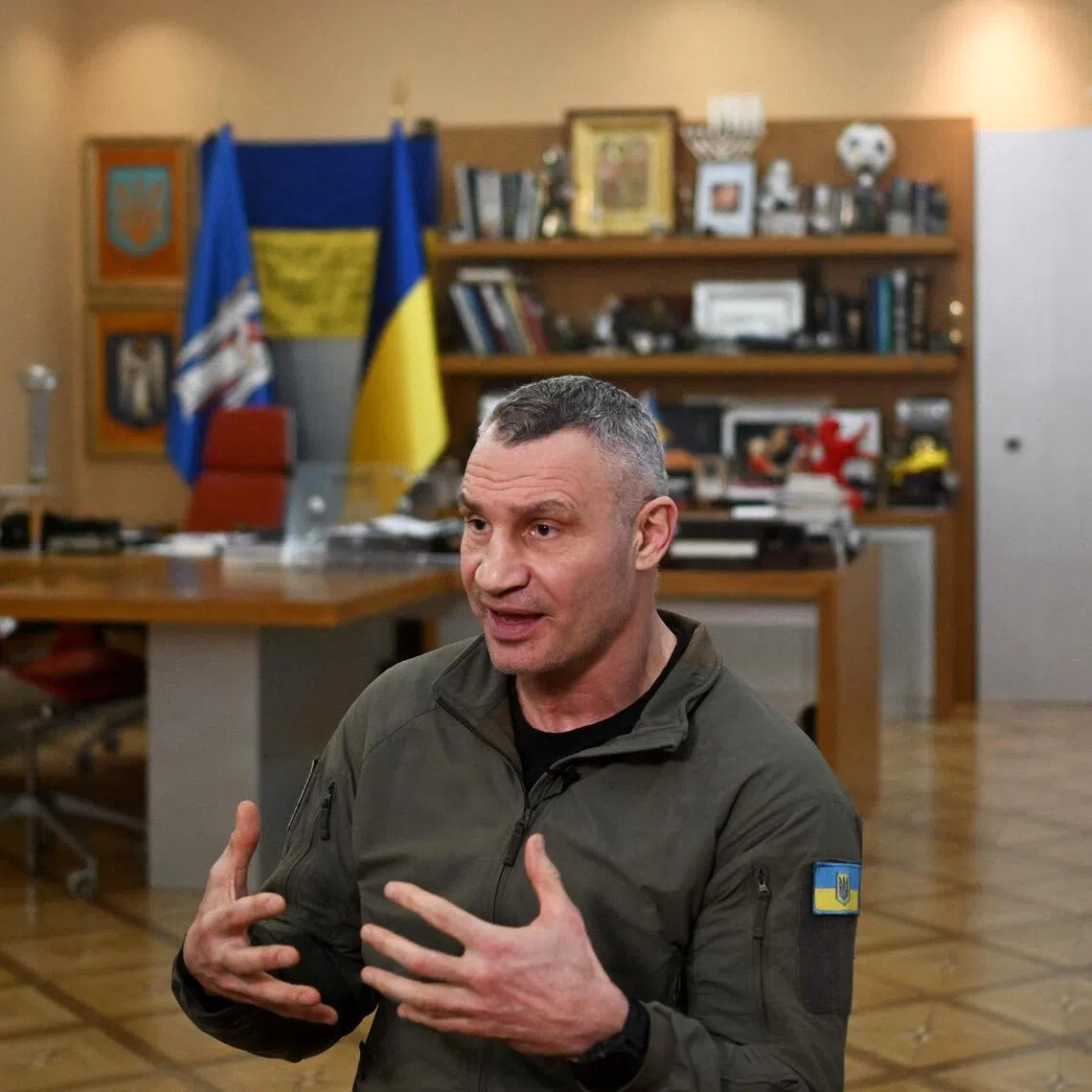 Mayor Vitali Klitschko speaking during an interview with AFP at his office in Kyiv on Jan 20.