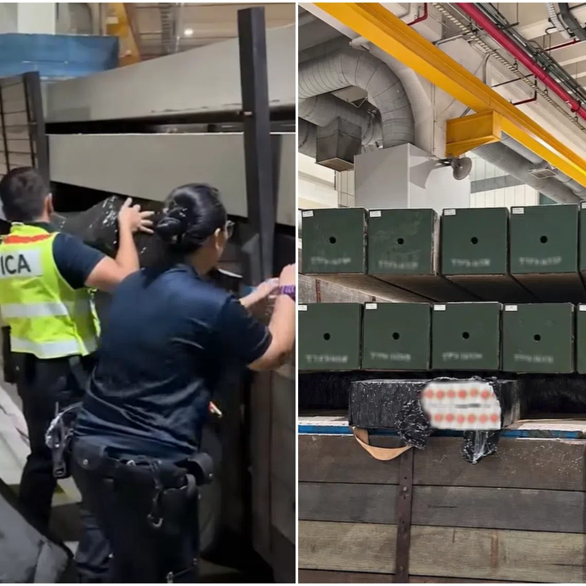 A total of 4,500 cartons of duty-unpaid cigarettes were found underneath the consignment.