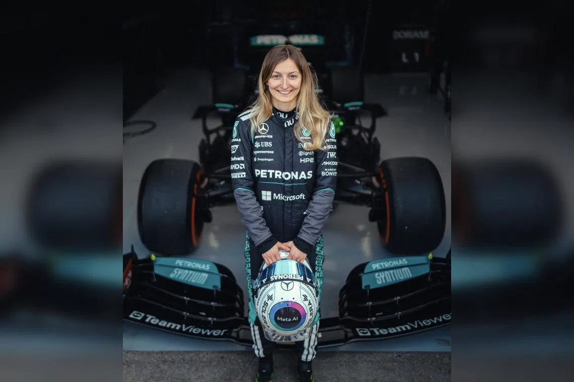 France's Doriane Pin drove the W12 Mercedes car that Lewis Hamilton and Valtteri Bottas drove to the 2021 constructors’ title.