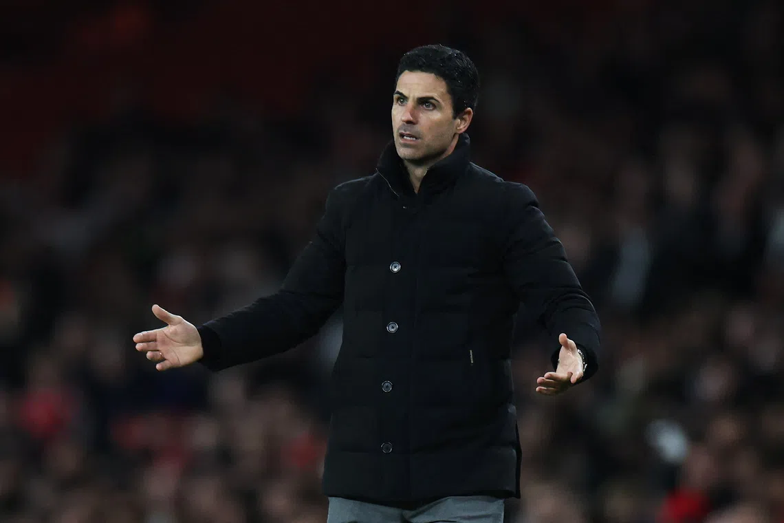 Soccer Football - Carabao Cup - Fourth Round - Arsenal v Brighton & Hove Albion - Emirates Stadium, London, Britain - October 29, 2025 Arsenal manager Mikel Arteta reacts REUTERS/Hannah Mckay
