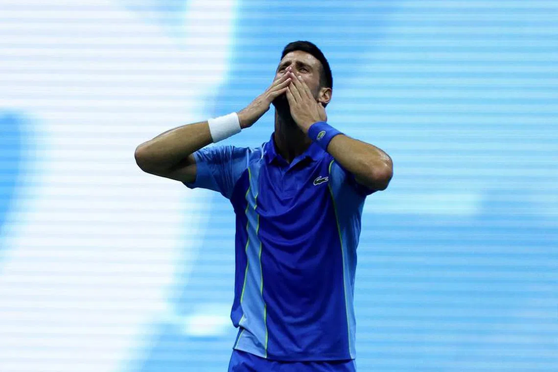 Tennis - U.S. Open - Flushing Meadows, New York, United States - September 10, 2023 Serbia's Novak Djokovic celebrates winning his final match against Russia's Daniil Medvedev REUTERS/Mike Segar