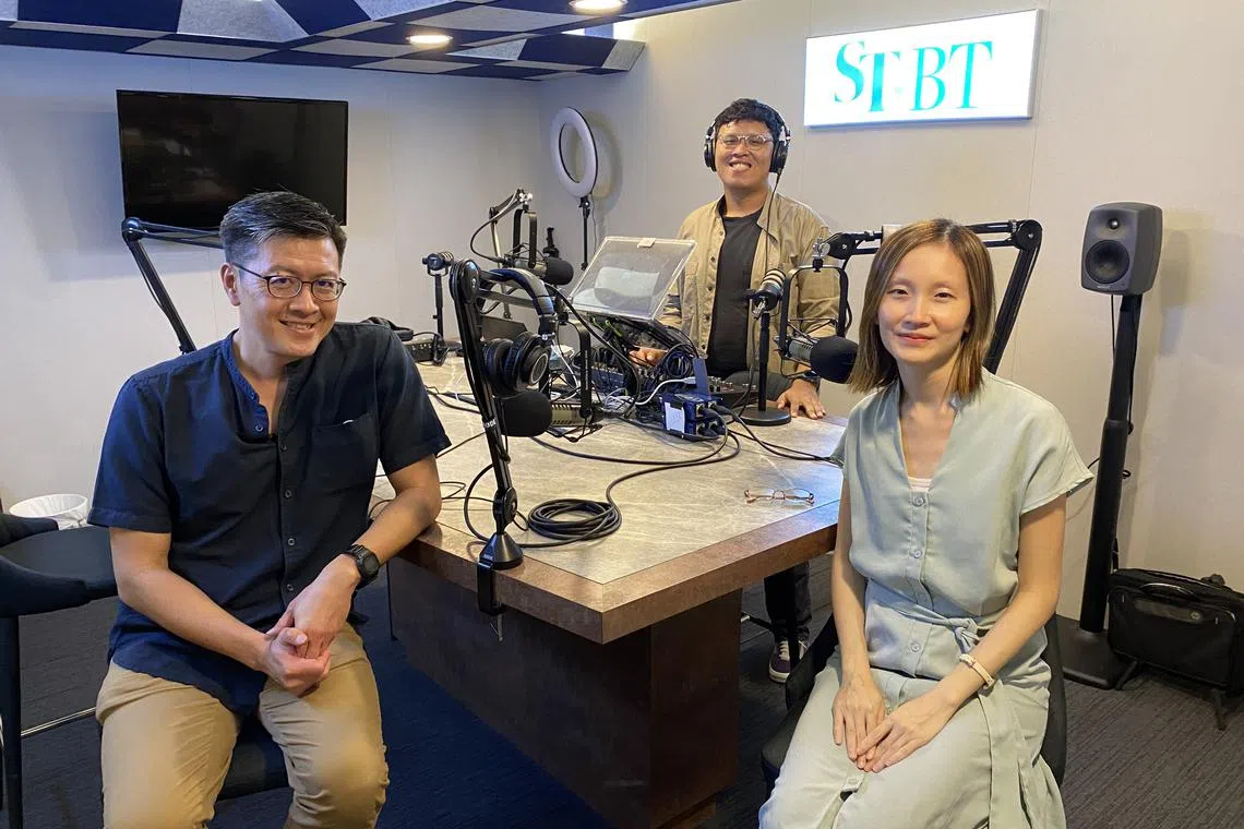 (From left to right) Eugene Tan, Associate Professor of Law at the Singapore Management University, Hadyu Rahim, Podcast Producer and Grace Ho, ST's Insight Editor.