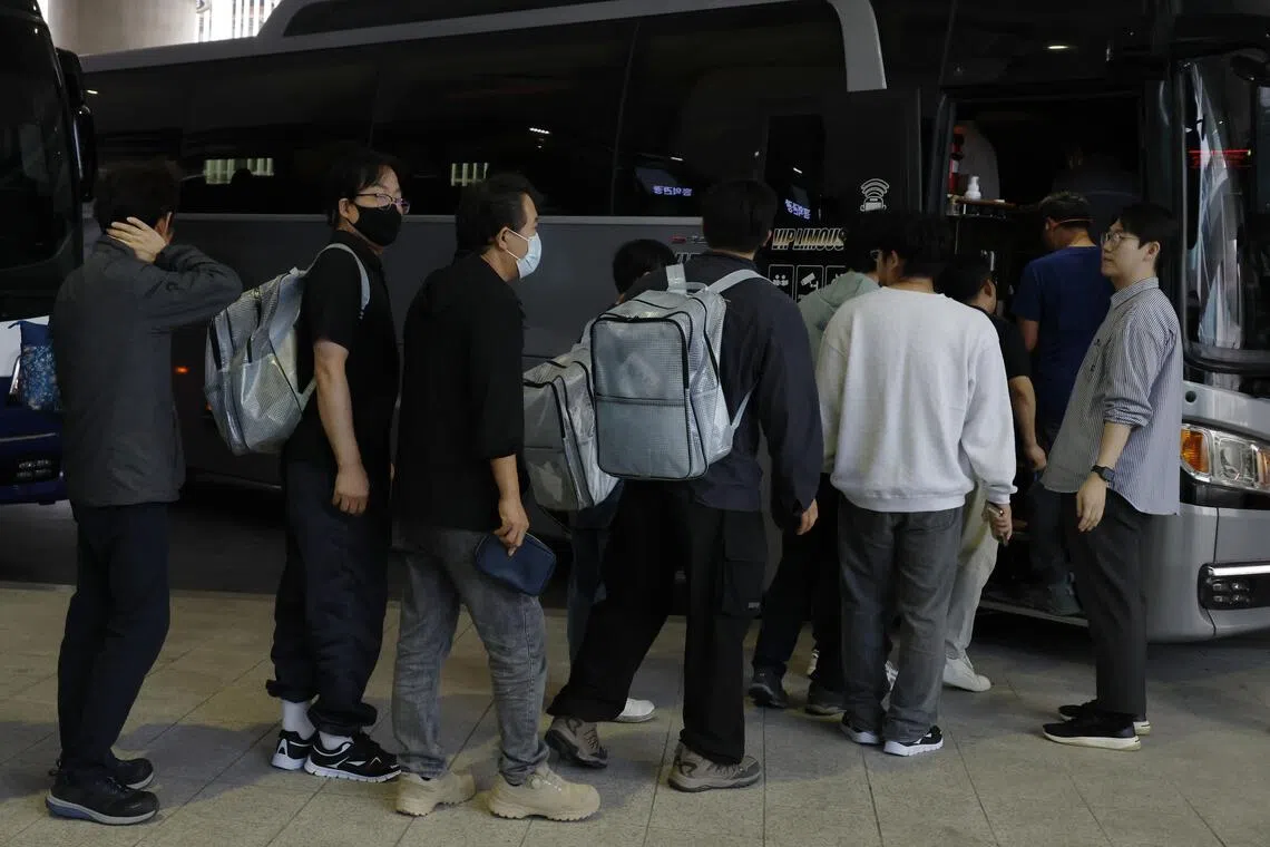 Hundreds of South Koreans were arrested at a work site in Georgia on Sept 4.