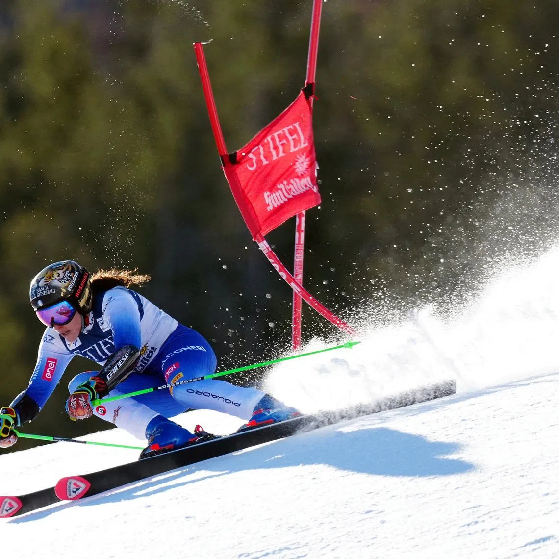 FILE PHOTO: Mar 25, 2025; Sun Valley, ID, USA; Federica Brignone of Italy during the first run of the women's giant slalom alpine skiing race in the 2025 FIS Ski World Cup at Sun Valley. Mandatory Credit: Christopher Creveling-Imagn Images/ File Photo