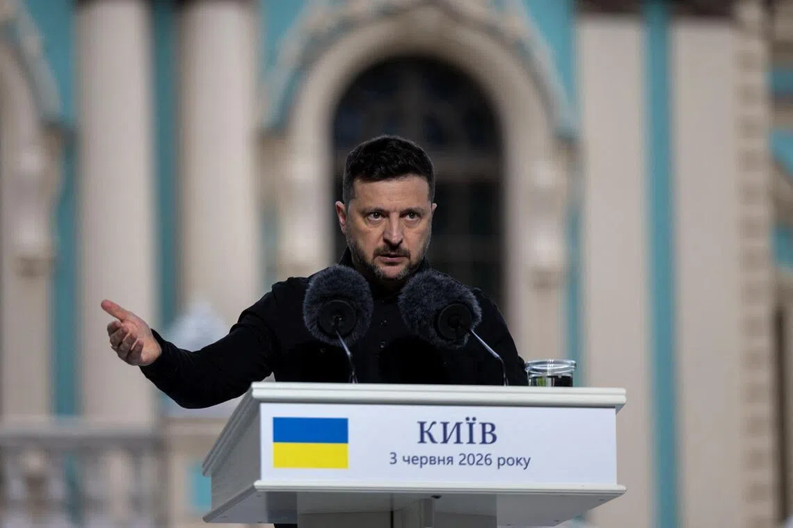 Ukrainian President Volodymyr Zelensky published his open letter as Russia's Putin was briefing foreign news editors at Russia’s premier business event.