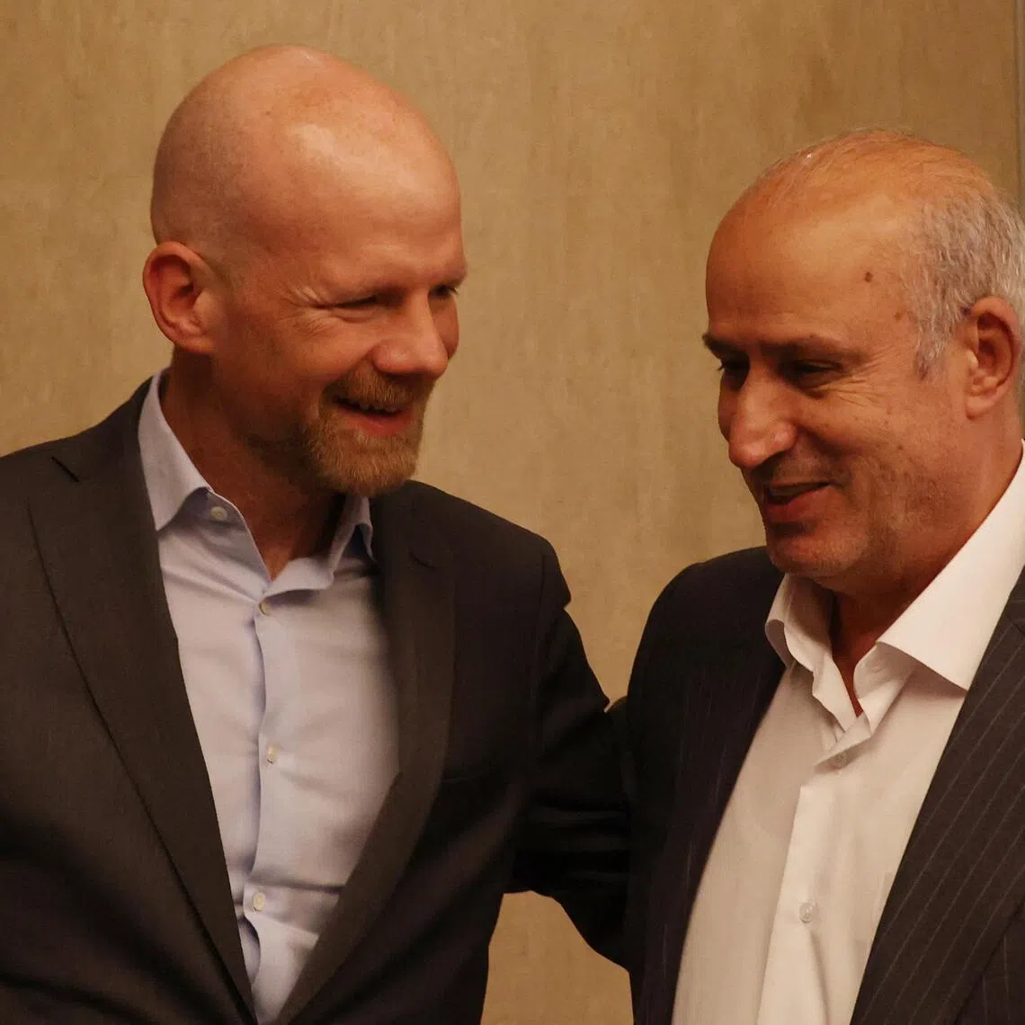 Iran FA president Mehdi Taj (right) meeting FIFA secretary general Mattias Grafstrom in Istanbul on May 16.