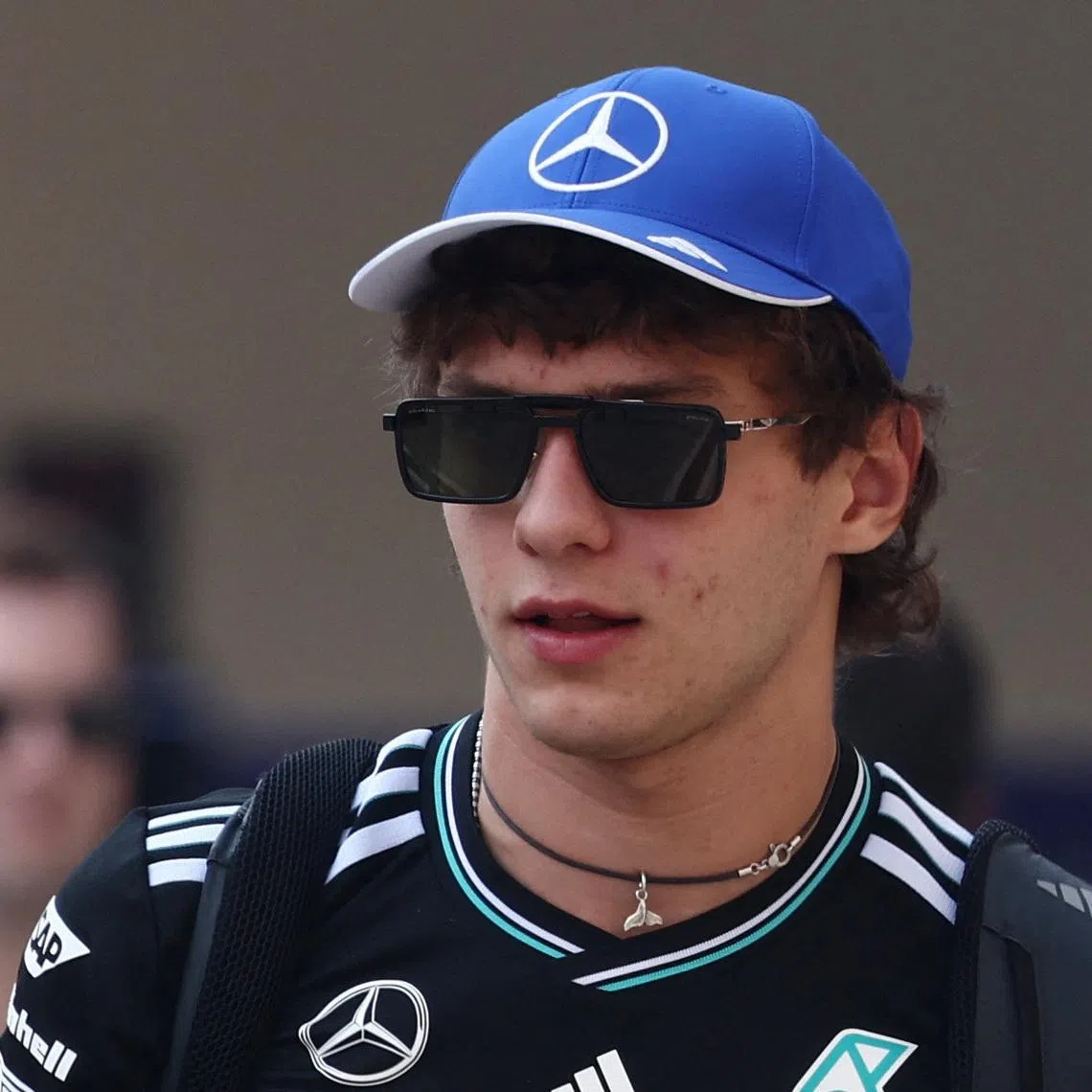 Formula One F1 - Abu Dhabi Grand Prix - Yas Marina Circuit, Abu Dhabi, United Arab Emirates - December 6, 2025 Mercedes' Andrea Kimi Antonelli arrives for qualifying REUTERS/Jakub Porzycki