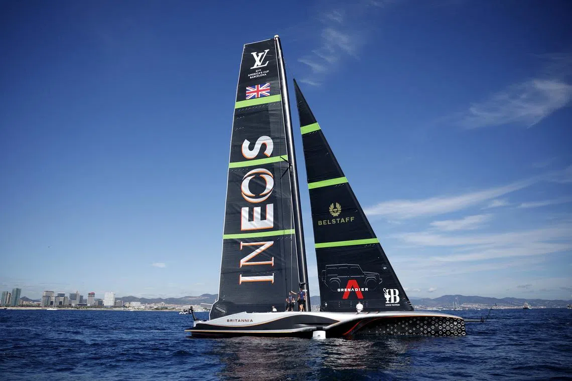 Sailing - 37th America's Cup - New Zealand v Britain - Barcelona, Spain - October 19, 2024 INEOS Britannia at the start of race nine REUTERS/Albert Gea
