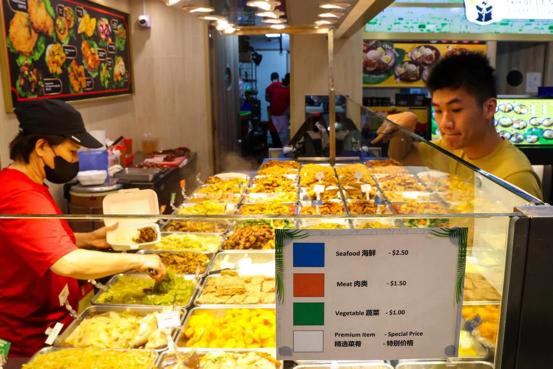 The labels will be rolled out to economy rice stalls operating in all 77 Koufu food courts and coffee shops by end-2025 for a start.