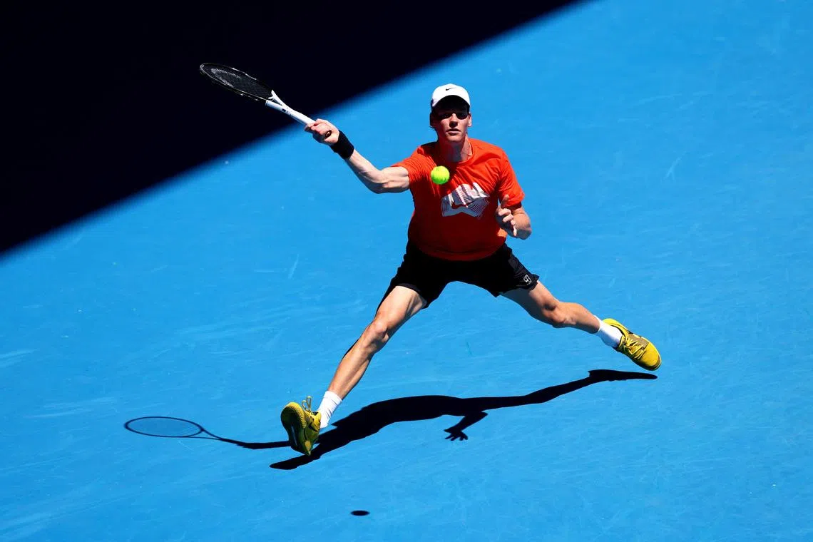 Tennis - Australian Open - Melbourne Park, Melbourne, Australia - January 17, 2026 Italy's Jannik Sinner during practice REUTERS/Tingshu Wang