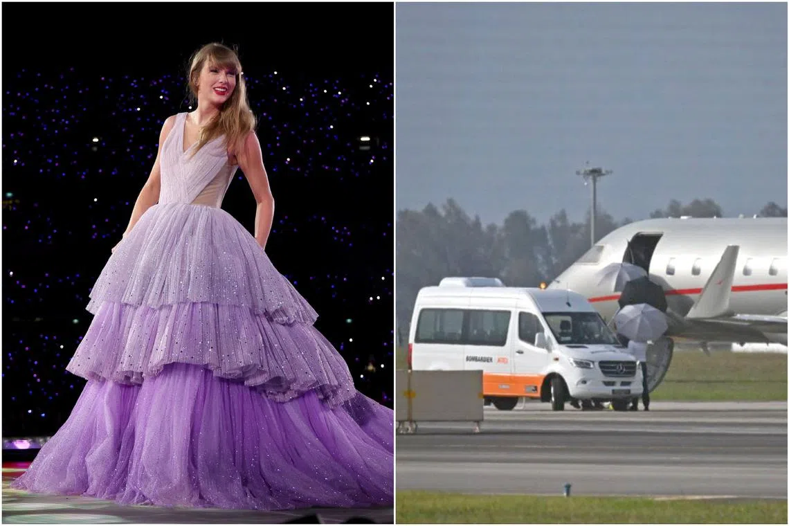 Taylor Swift's chartered flight touched down in Singapore at 5.05pm. 