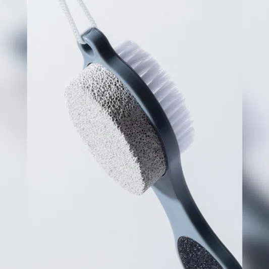 A pumice stone can be used to remove hardened skin.