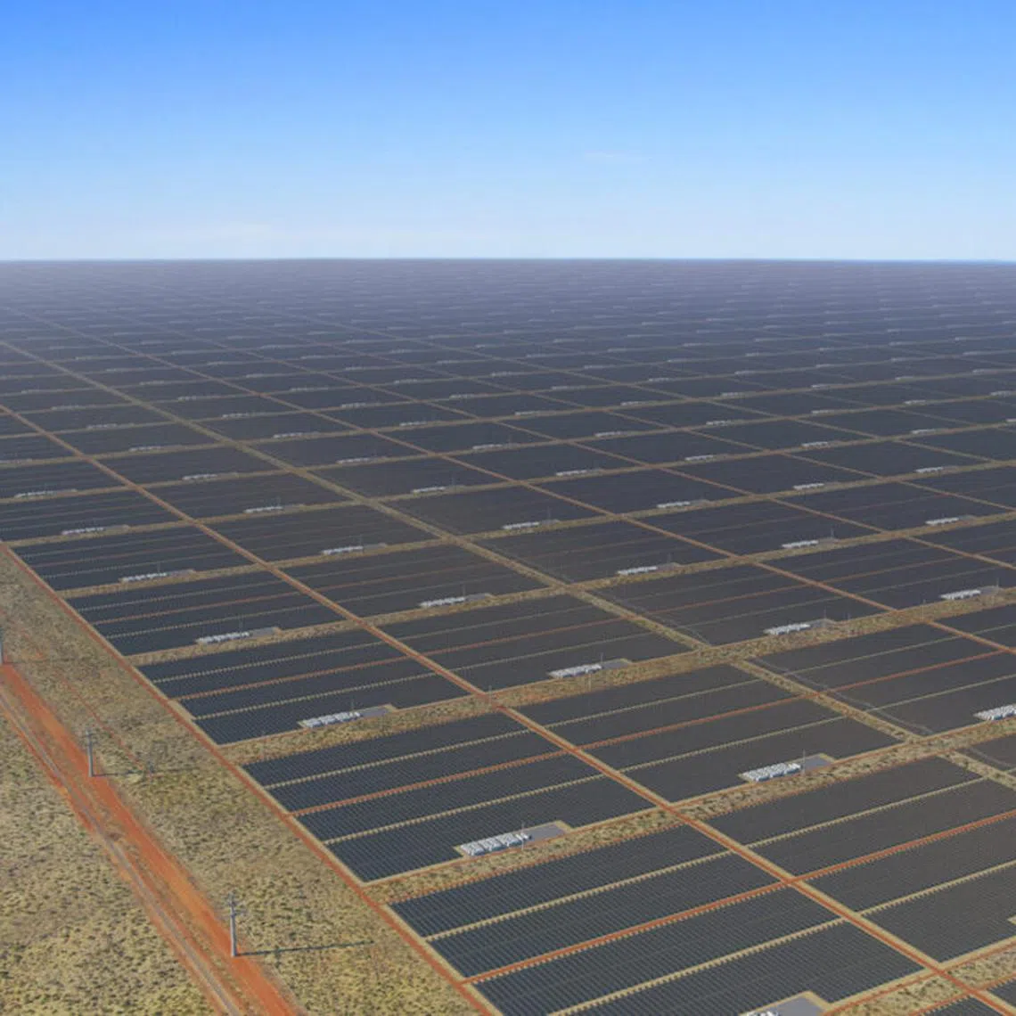 An artist rendition of the Sun Cable solar farm project.