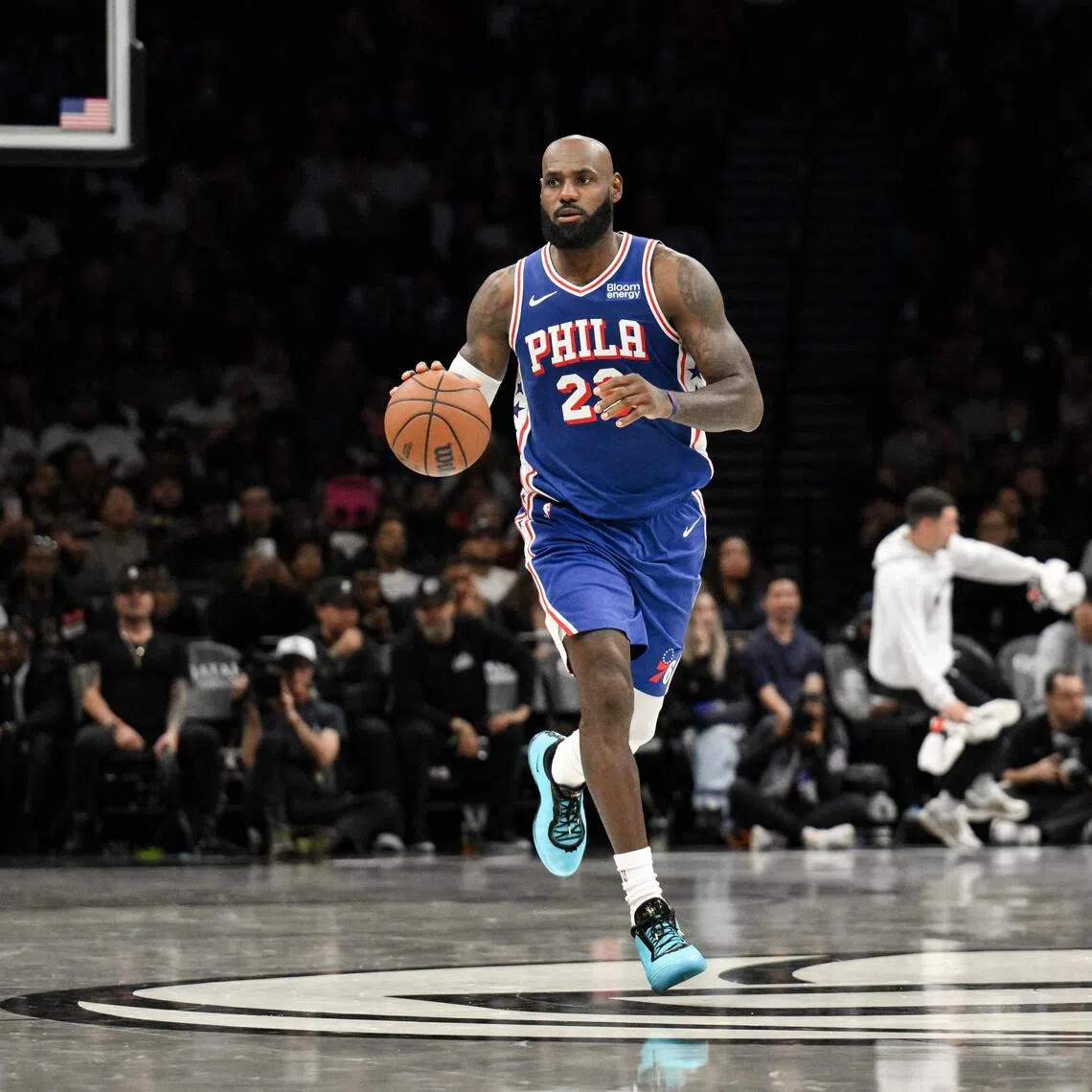 Philadelphia 76ers forward Lebron James during the first half against the Brooklyn Nets in an NBA pre-season game at Barclays Centre.