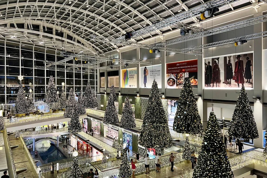"Floating" Christmas tree decorations at the Marina Bay Sands on Dec 6, 2022.