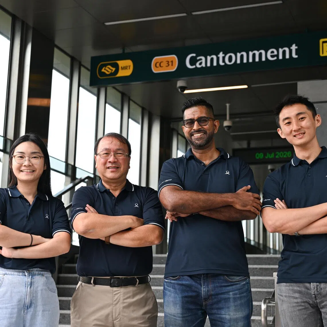 (From left) Senior civil project engineer Sheron Lee, former LTA deputy chief executive for infrastructure Chua Chong Kheng, Senior Project Engineer for Rail Services, Jega Devarajan and senior project engineer Jeryl Ong.