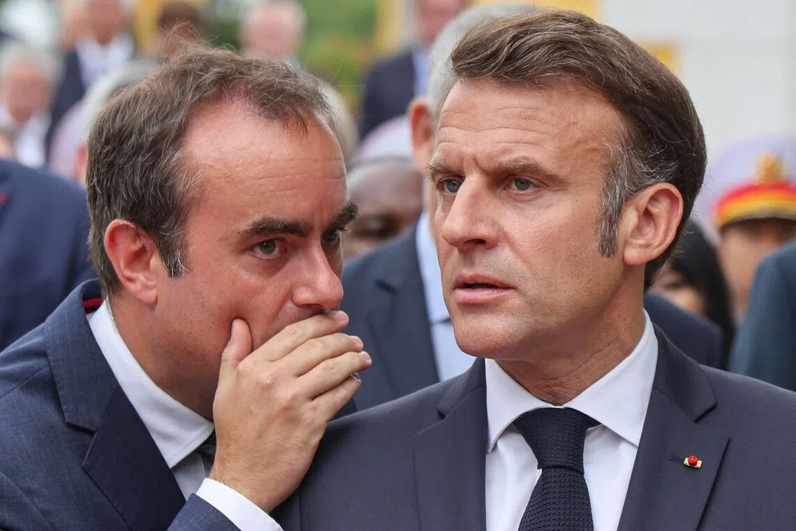 After accepting the resignation of Mr Lecornu (left), French President Emmanuel Macron (right) now faces three unpleasant options.