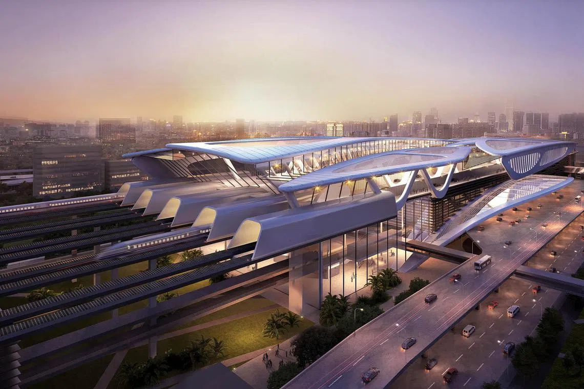 A past artist’s impression of Bandar Malaysia station for the project. Shares of Berjaya Land jumped following a report that its unit is leading a consortium bidding for the project.