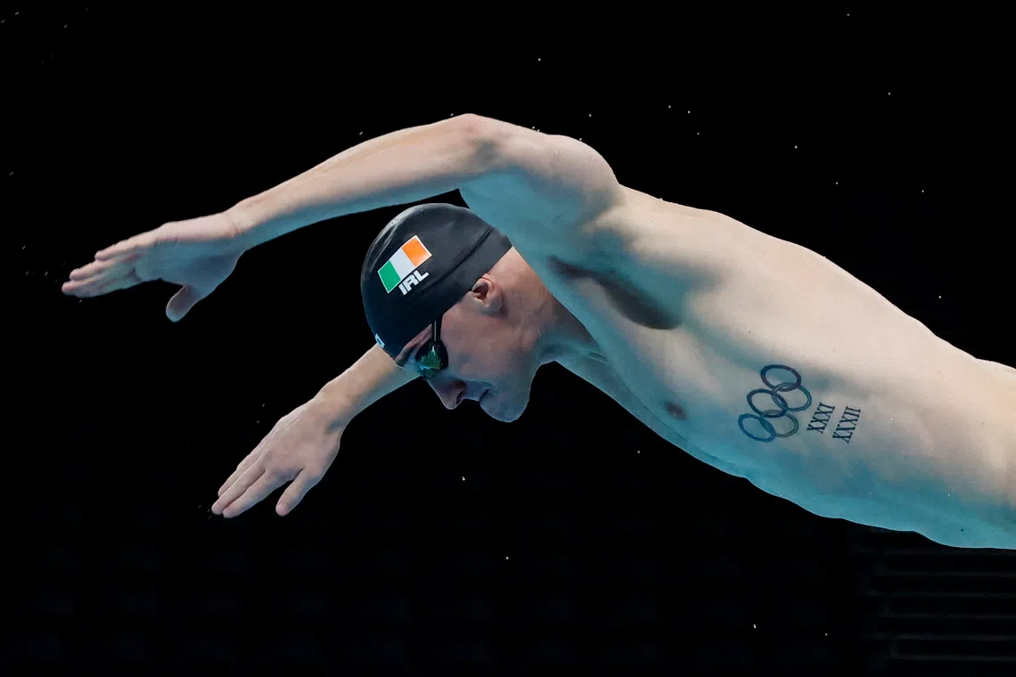 Paris 2024 Olympics - Swimming Training - Paris La Defense Arena, Nanterre, France - July 24, 2024. Shane Ryan of Ireland during training. REUTERS/Clodagh Kilcoyne
