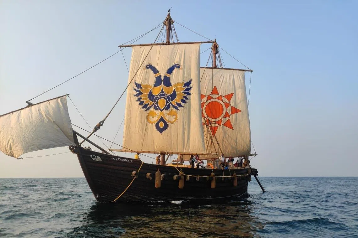 INSV Kaundinya is a historic Indian Navy ship inspired from a fifth century cave painting in western India.
