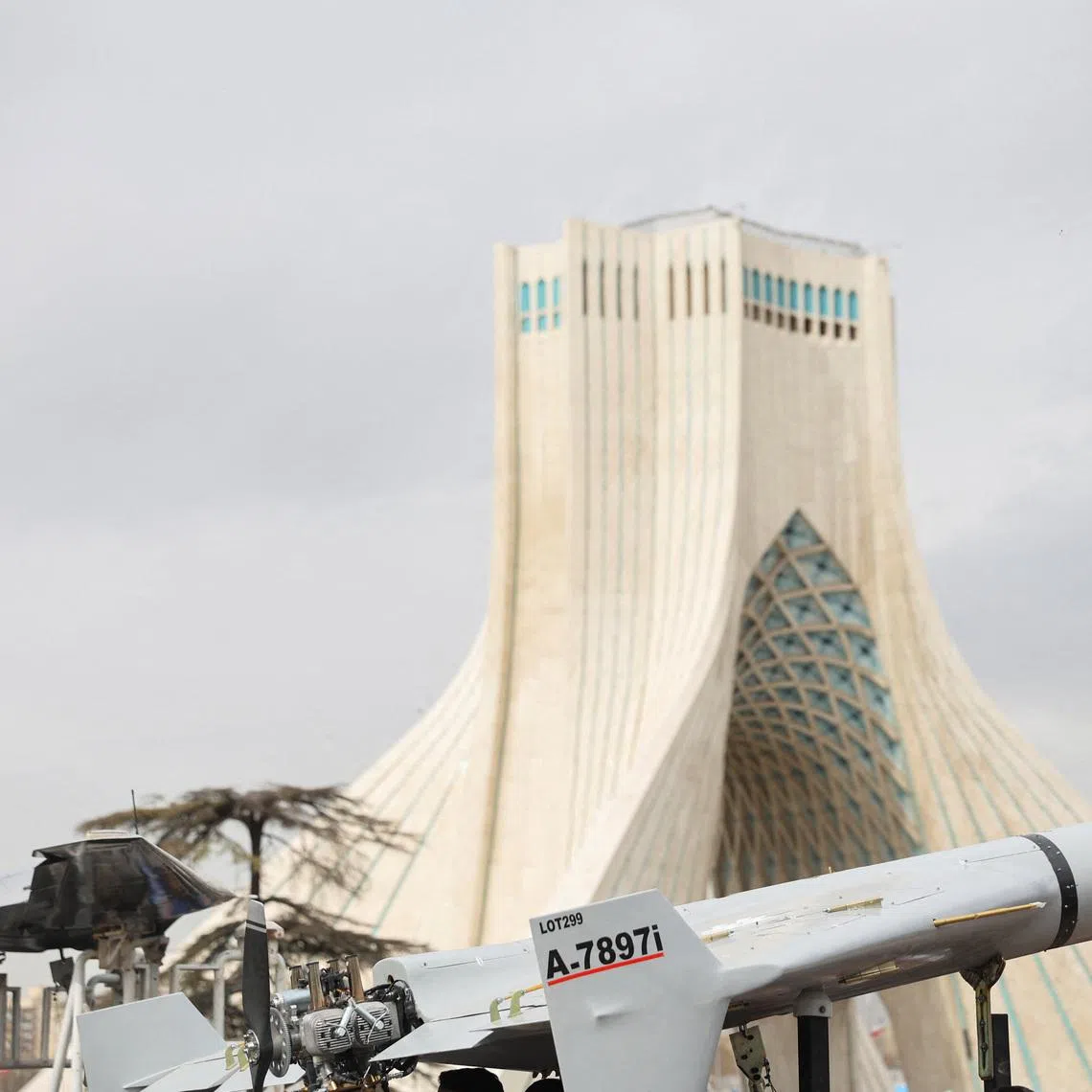 A Shahed drone on display during the 47th anniversary of the Islamic Revolution in Tehran, on Feb 11, 2026.