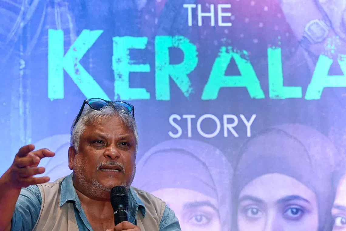 Bollywood director Sudipto Sen speaking during a press conference to promote his film The Kerala Story in Kolkata on May 19.