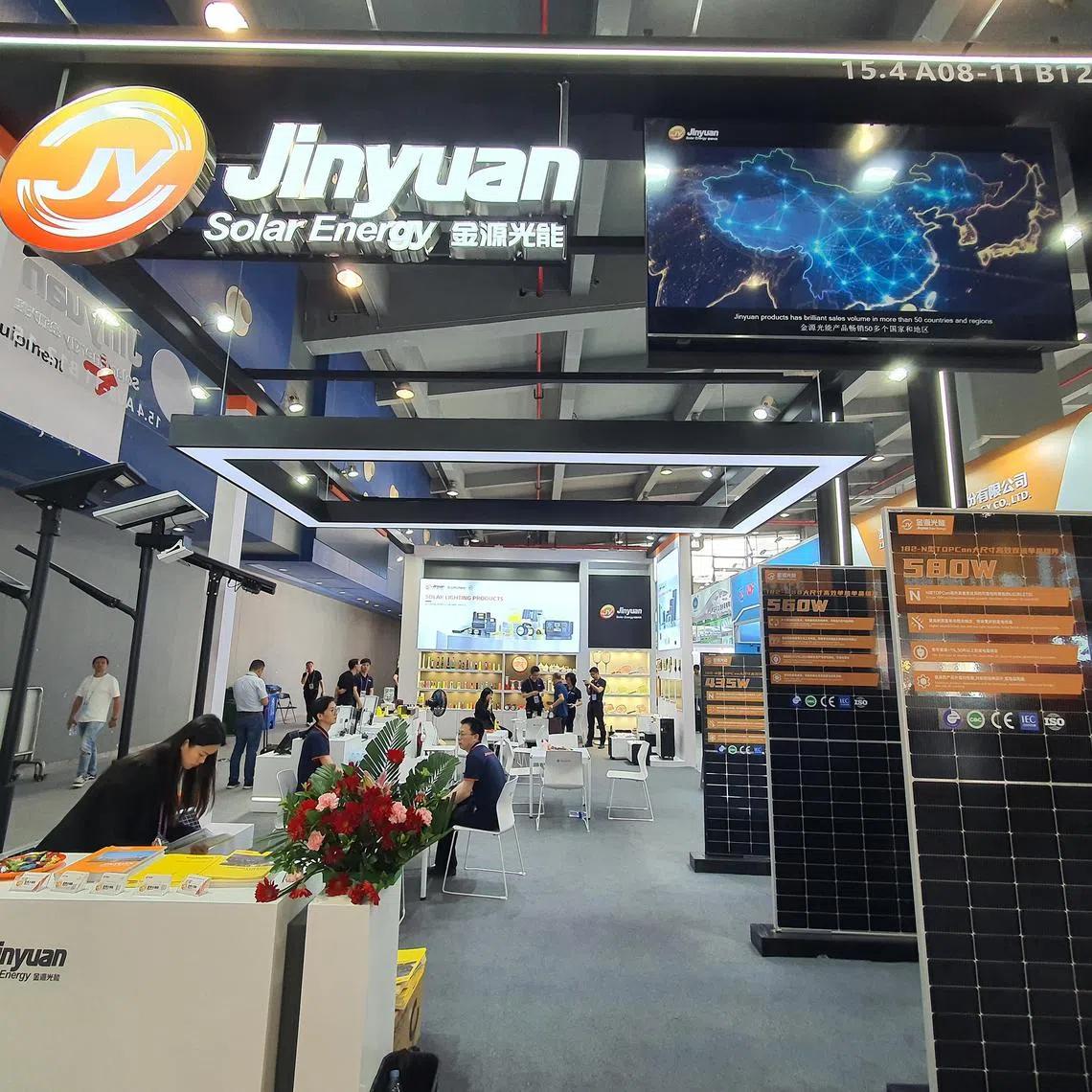 Guangdong Jinyuan Solar Energy displaying its solar panels at the Canton Fair in Guangzhou, China. The world’s top 100 innovation clusters are spread across 33 economies. 
