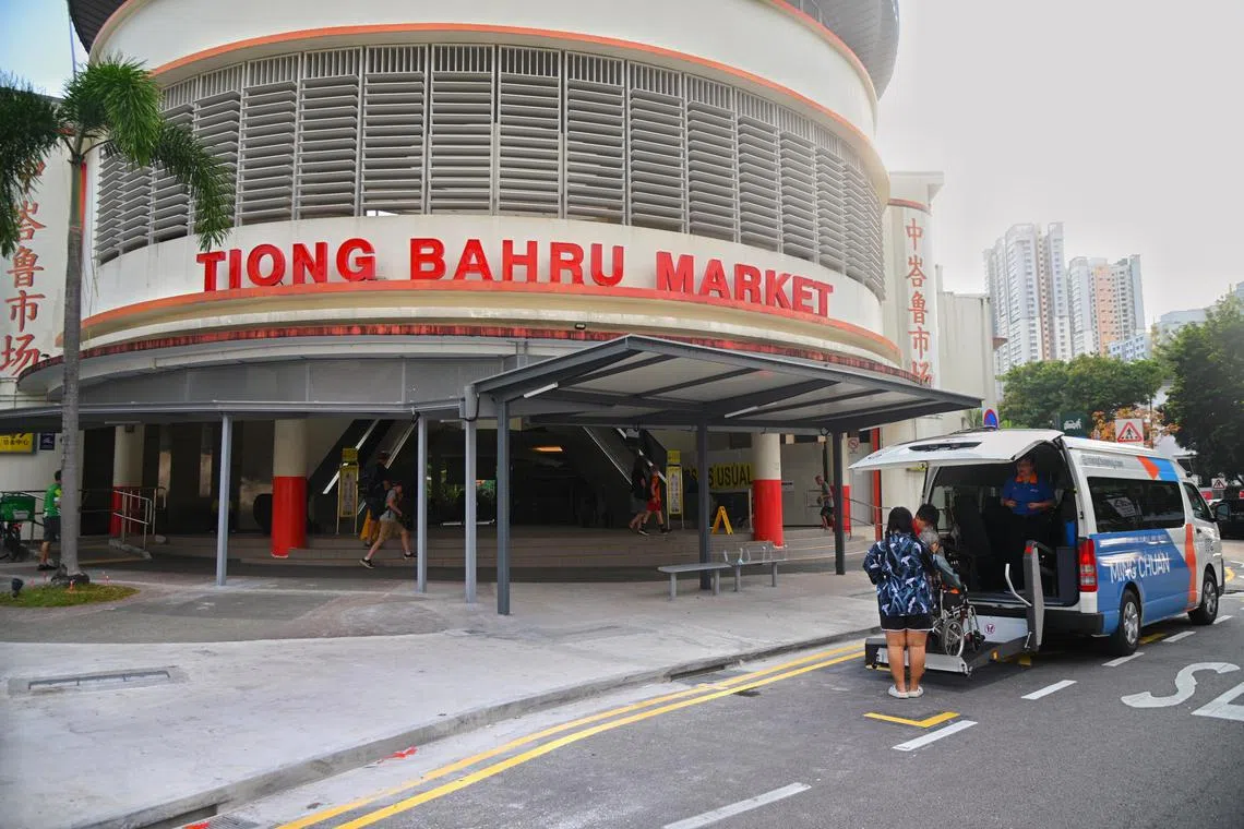 At the entrance of Tiong Bahru Market, the pick-up/ drop-off point now comes with shelter and a ramp for barrier-free access.
Photo was taken on 4 September 2023 on Road repurposing works in Tiong Bahru. 



A covered linkway that links Tiong Bahru Market to Havelock MRT station is slated to be ready by the end of the year. Senior Minister of State for Transport Amy Khor said that is among the additional improvements to come for the Tiong Bahru area, where road repurposing works to improve the pedestrian and commuting experience have been completed. The LTA will work with communities in Tiong Bahru and Kampung Admiralty - where similar repurposing works have been done - to conduct placemaking activities for both areas, she said