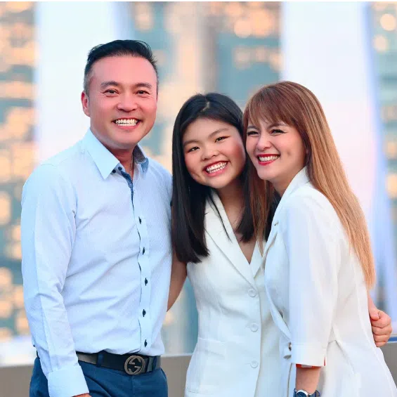 (Clockwise from top left) Ms Wivina Siah with her father; Mr Salim M Amin with his daughter and late father; Ms Chloe Ng with her parents; Ms Evelyn Quek with her parents; Mr Jeremy Chua and his father; Ms Shanelle Jiang and her mother.