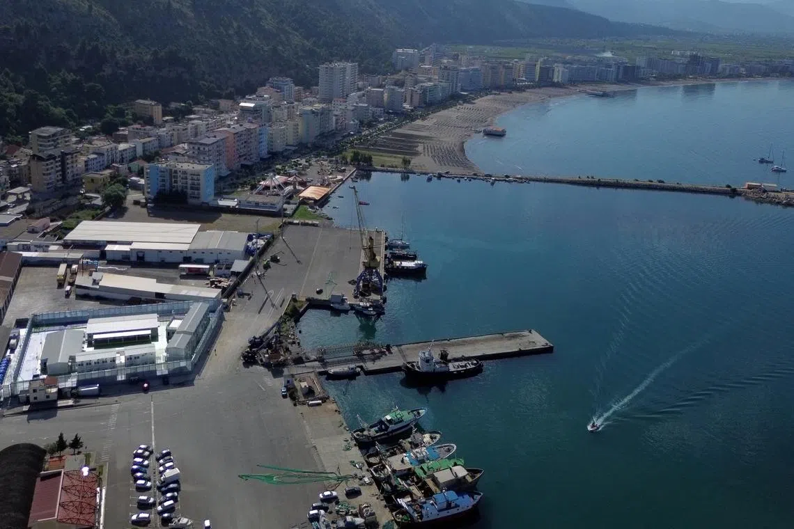 A general view of the reception centre for migrants arriving from Italy ahead of Italian Prime Minister Giorgia Meloni visit to Shengjin, Albania, June 4, 2024. Albania and Italy signed a deal where Albania will offer two facilities, a quarantine area at the port of Shengjin and an accommodation centre for those who will be deported at a former military airport in Gjader. REUTERS/Florion Goga