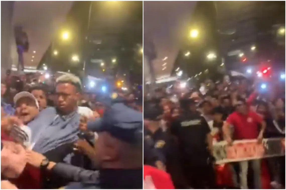 Spanish police clashed with Peru national team players at the squad’s hotel after fans gathered outside to greet the team.