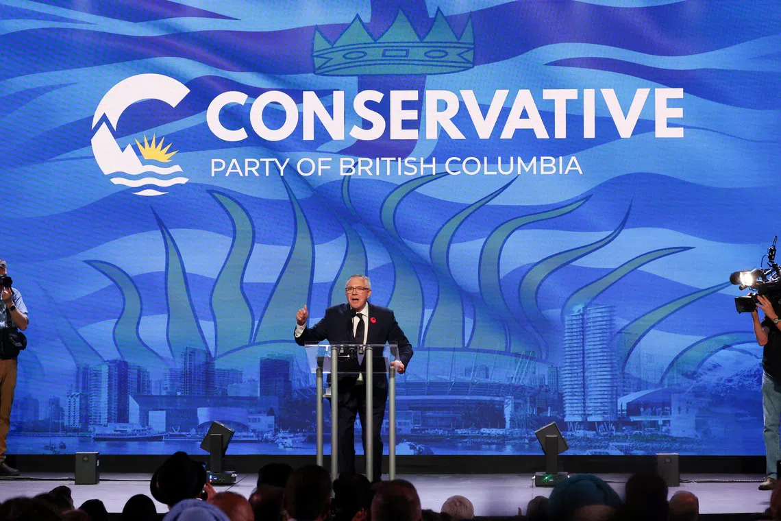 BC Conservative Party interim leader Lorne Doerkson speaks, following local media projections of a Conservative majority government, at his provincial election night party in Vancouver, British Columbia, Canada, October 24, 2026.  REUTERS/Chris Helgren