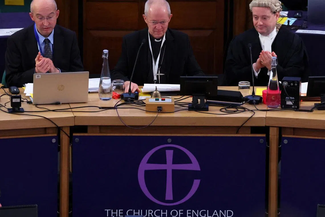File photo: Archbishop of Canterbury Justin Welby attends the opening session of the Church of England General Synod, in London, Britain, February 23, 2024. REUTERS/Toby Melville/File photo