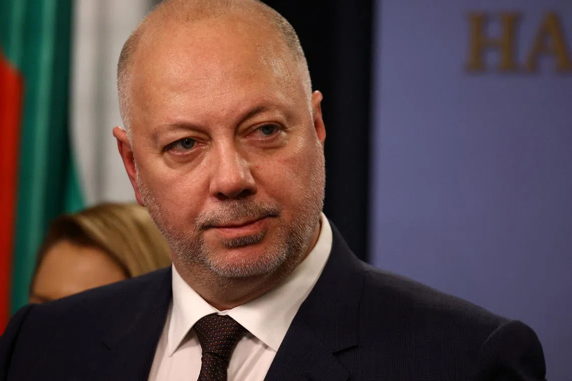 Bulgarian Prime Minister Rosen Zhelyazkov speaks to the media before announcing the resignation of his government, in Sofia, Bulgaria, December 11, 2025. REUTERS/Stoyan Nenov