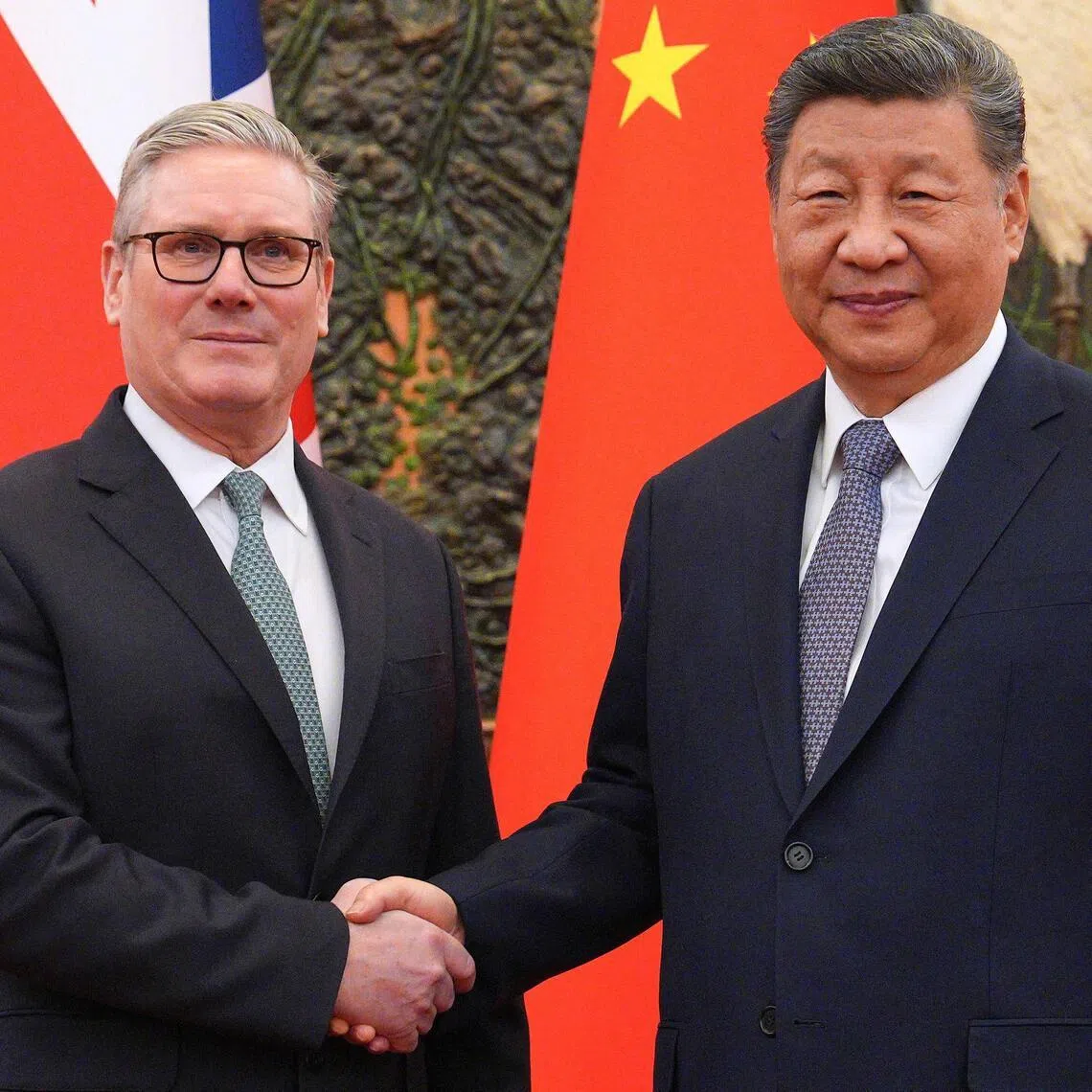 British Prime Minister Keir Starmer meeting Chinese President Xi Jinping in Beijing on Jan 29.