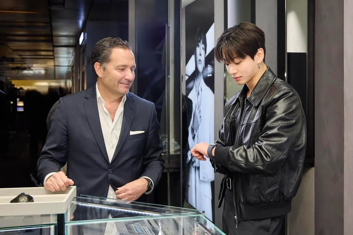 Hublot’s courtship of Jungkook (right) took about 18 months, beginning just weeks after Mr Tornare (left) joined the brand in September 2024.