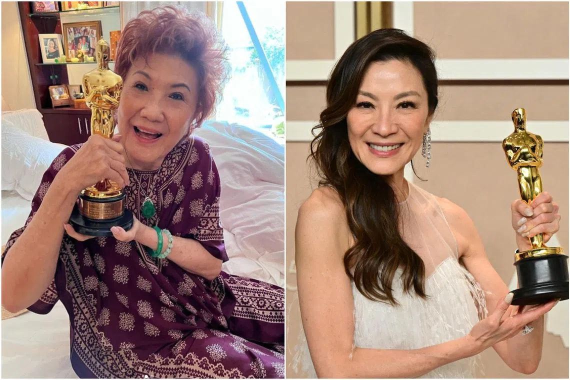 Malaysian actress Michelle Yeoh brought her Best Actress Oscar statuette back to her mum, Datin Janet Yeoh, in hometown Ipoh. 