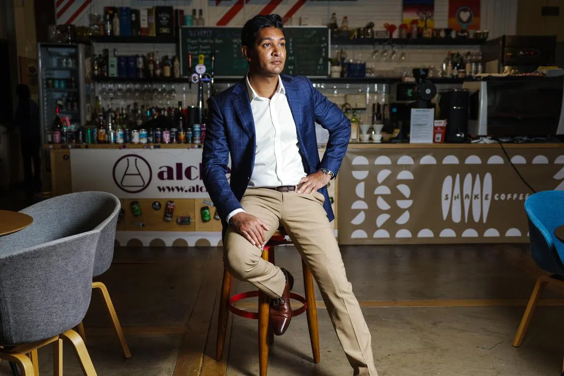 ST20250115_202506400300: Gin Tay/ ramoney26/ Rosalind Ang /
(For Me & My Money)
Profile of Vishay Pratap 30, co-founder of SafeSync, at his Prinsep office on Jan 15, 2025.