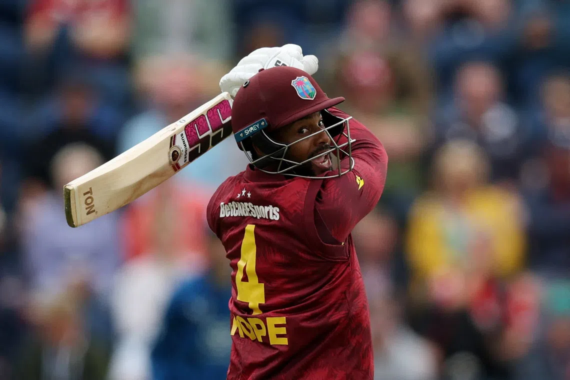 FILE PHOTO: Cricket - Second One Day International - England v West Indies - Sophia Gardens, Cardiff, Wales, Britain - June 1, 2025 West Indies' Shai Hope in action Action Images via Reuters/Paul Childs/ File Photo