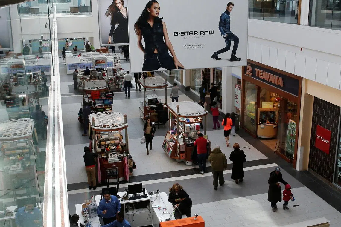 FILE PHOTO: People are seen walking through Roosevelt Field shopping mall in Garden City, New York February 22, 2015. REUTERS/Shannon Stapleton/File Photo