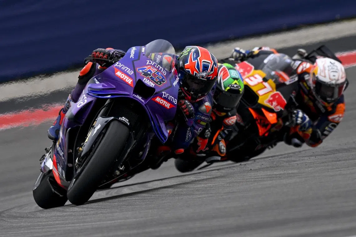Mar 30, 2025; Austin, TX, USA; Jack Miller (43) of Australia and Prima Pramac Yamaha MotoGP rides during the 2025 Grand Prix of the Americas at Circuit of The Americas. Mandatory Credit: Jerome Miron-Imagn Images