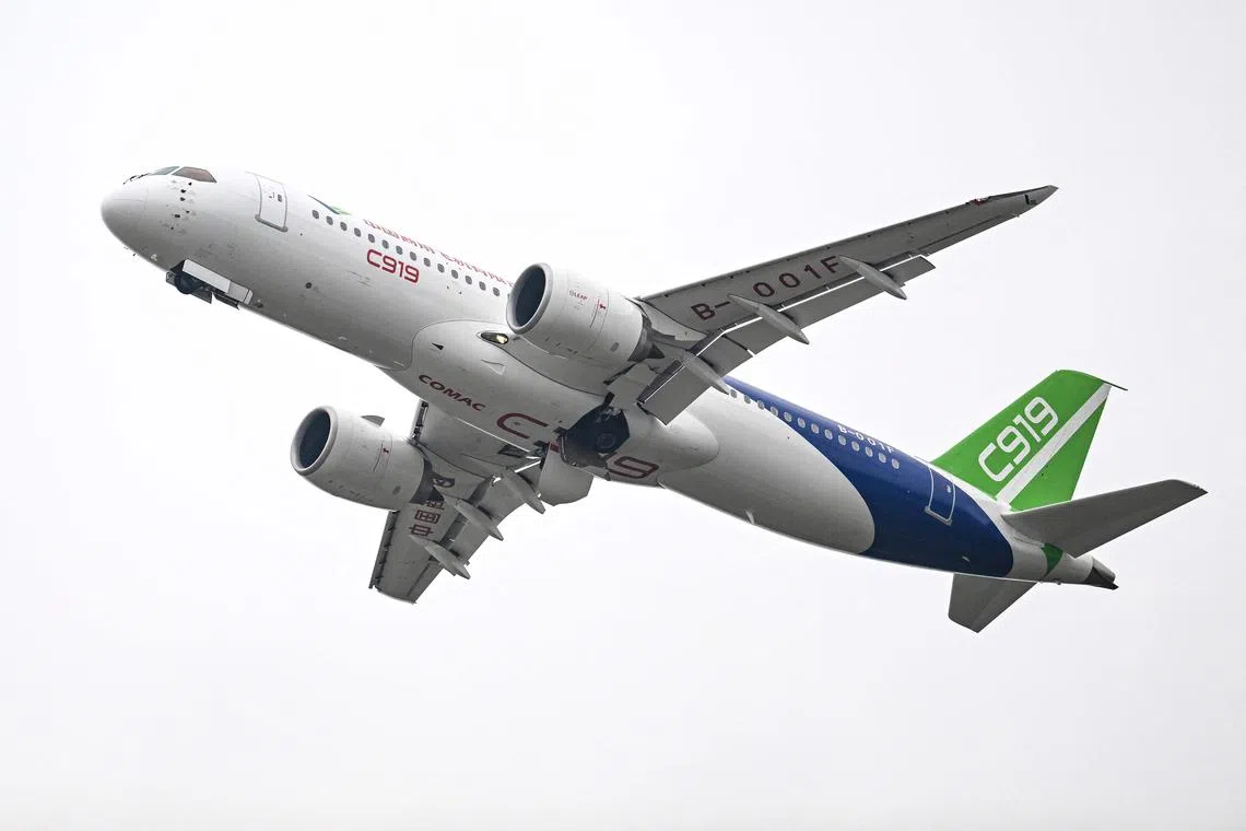 The C919, built by Comac, is China's first domestically produced large passenger jet.
