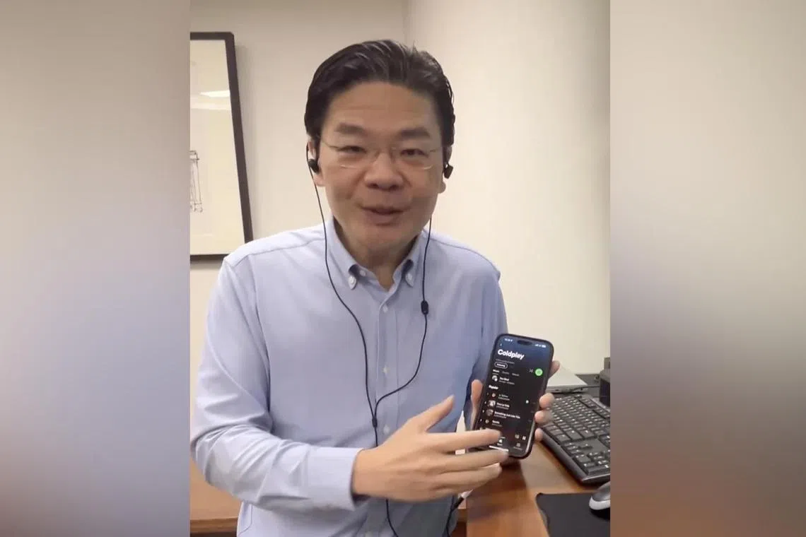 DPM Lawrence Wong listening to Coldplay's Yellow.