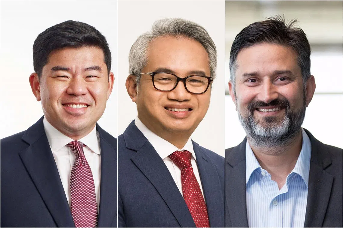 (From left) Mr Gabriel Lim, Mr Eng Aik Meng and Mr Dinesh Khanna.