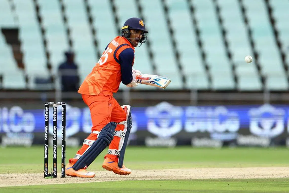 Cricket - South Africa v Netherlands - 2nd One Day International - Willowmoore Park, Benoni, South Africa - March 31, 2023 Netherlands' Teja Nidamanuru in action REUTERS/Siphiwe Sibeko/File Photo
