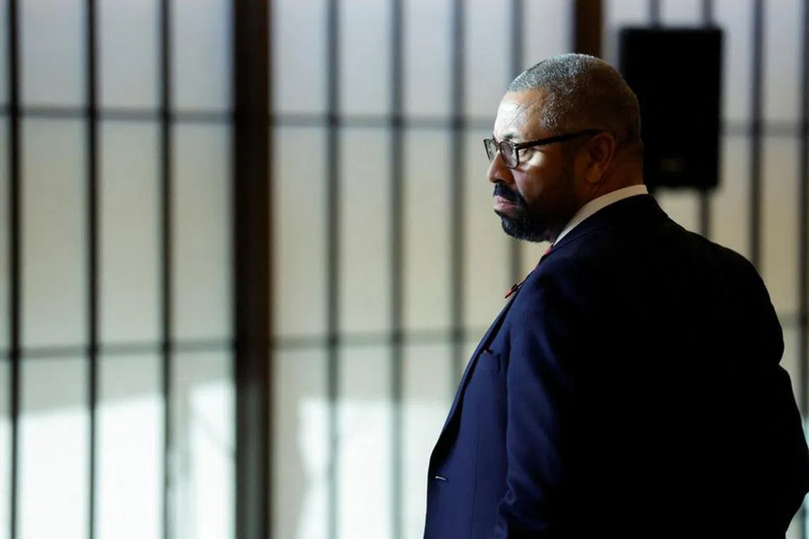 British Foreign Secretary James Cleverly looks on as he gathers for an outreach session during the meetings in Tokyo, Japan, November 8, 2023. REUTERS/Jonathan Ernst/Pool/file photo