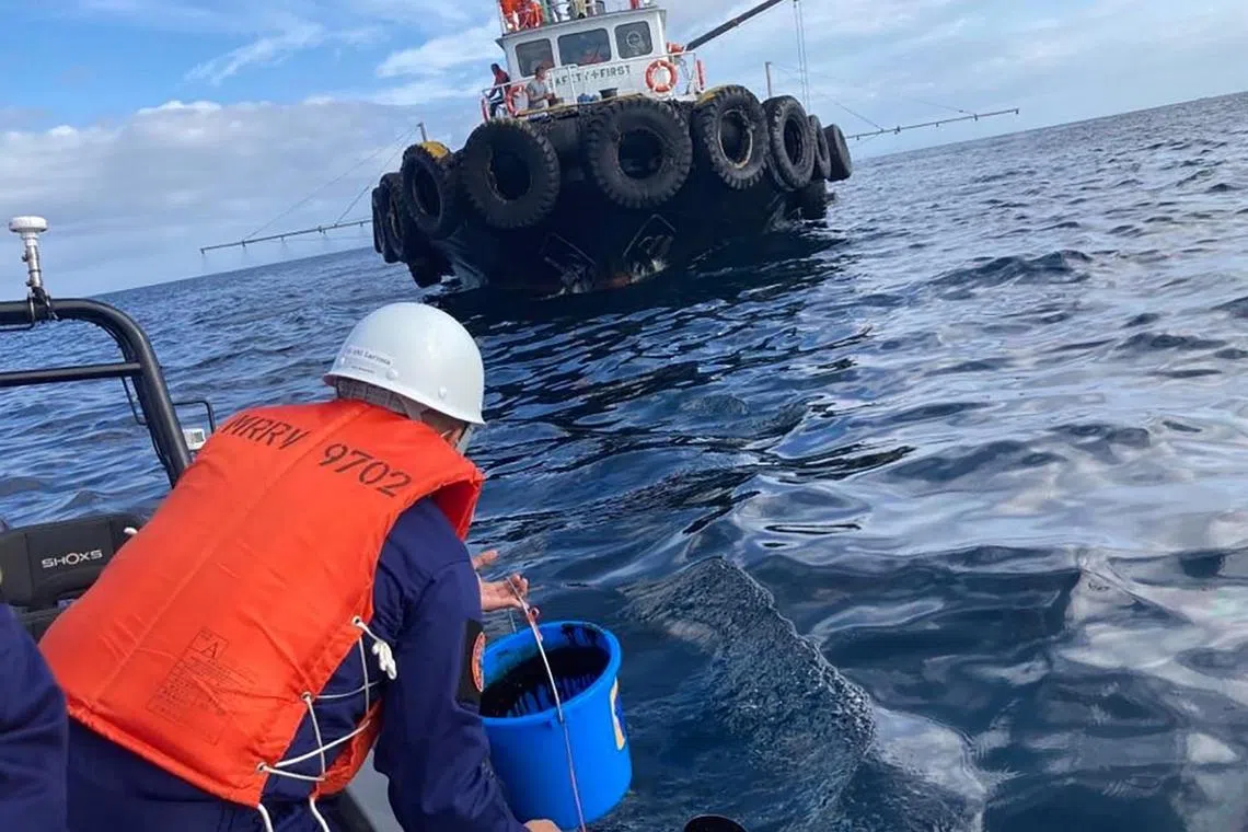 The Philippine Coast Guard says industrial fuel oil has started spilling from a sunken motor tanker off the coast of Oriental Mindoro as of March 2, 2023.