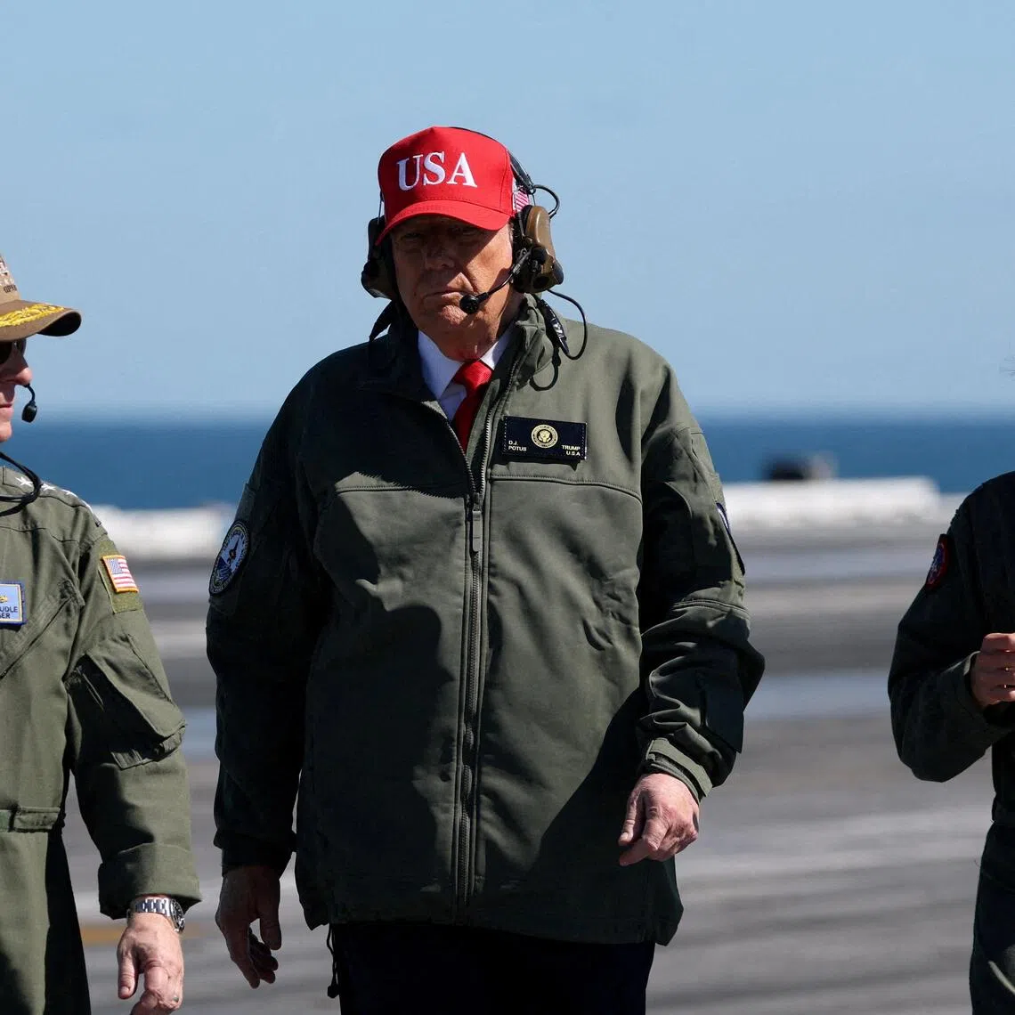 Admiral Daryl Caudle (left), seen here with US President Donald Trump on Oct 5, said "there will be a responsibility for Korea to deploy those submarines globally and move away from just being a regional navy to a global navy". 