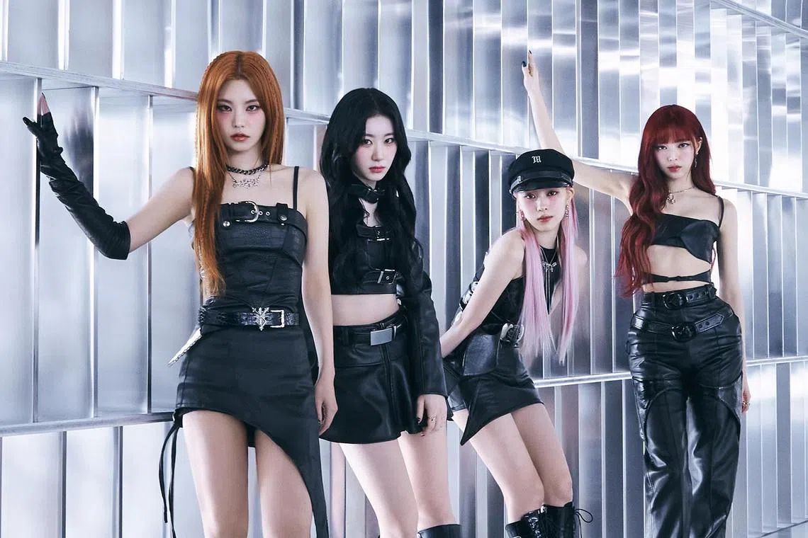South Korean girl group Itzy comprises members (from left) Yeji, Chaeryeong, Ryujin and Yuna. Their fifth member, Lia, is currently on hiatus.