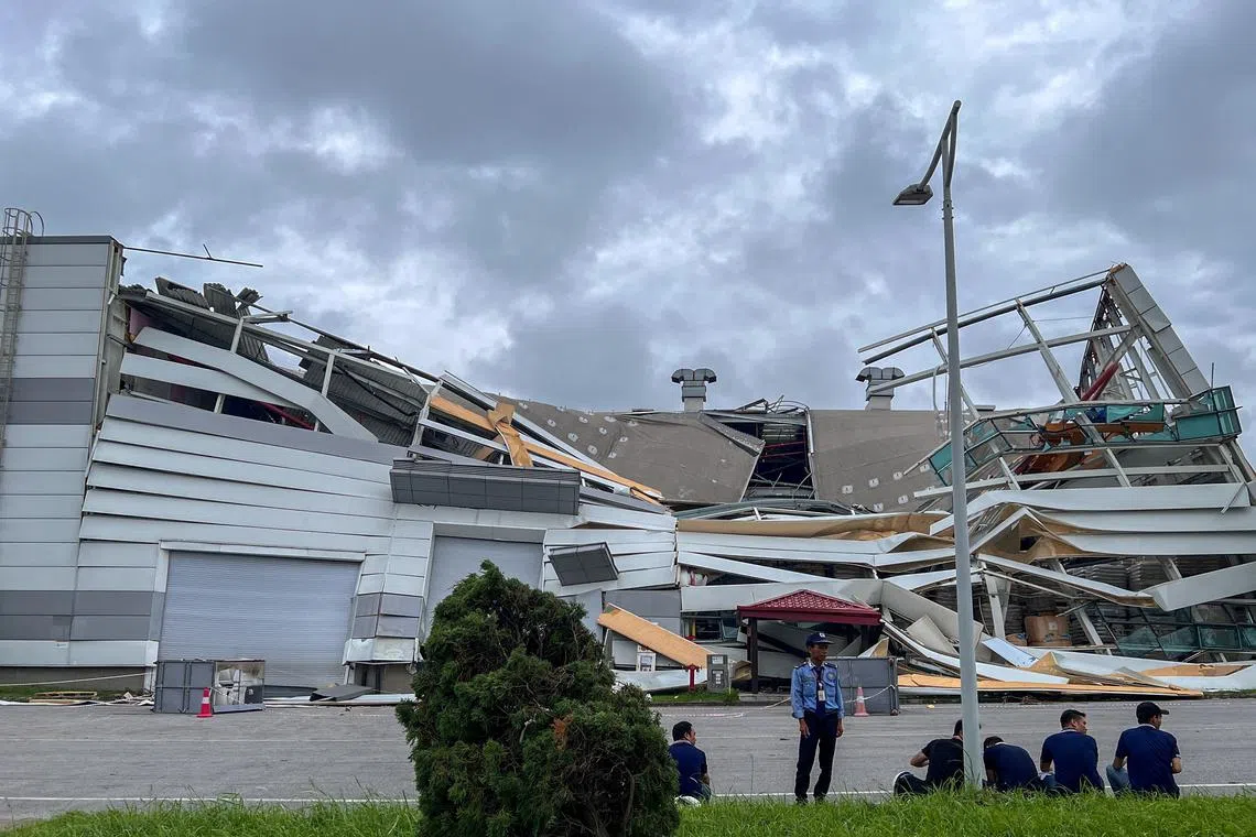 FILE PHOTO: A general view of a factory belonging to LG Electronics collapsed following the impact of Typhoon Yagi, in Trang Due Industrial Zone, Hai Phong city, Vietnam, September 9, 2024. REUTERS/Minh Nguyen/File Photo